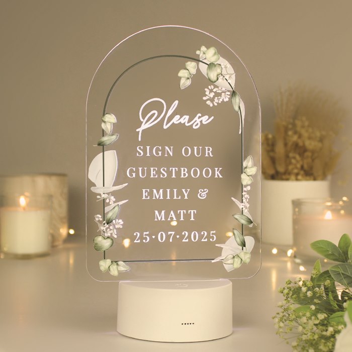 Personalised Botanical LED Colour Changing Wedding Sign