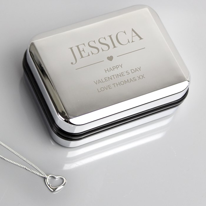 Personalised Box and Sterling Silver Heart Necklace