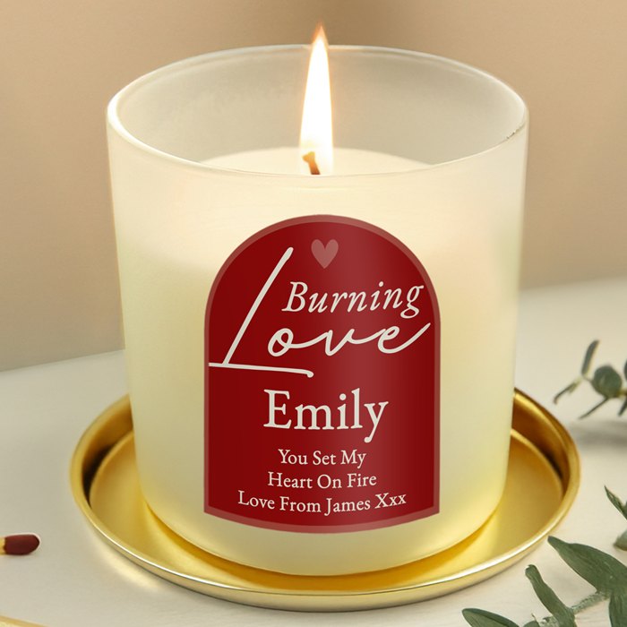 Personalised Burning Love Candle Jar