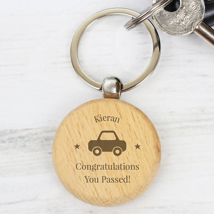 Personalised 'Car Motif' Wooden Keyring