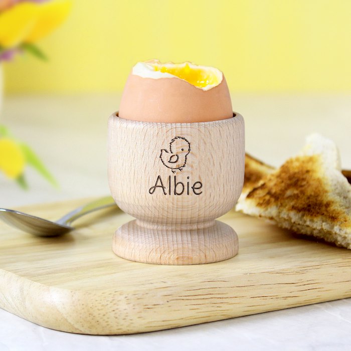 Personalised Chick Wooden Egg Cup