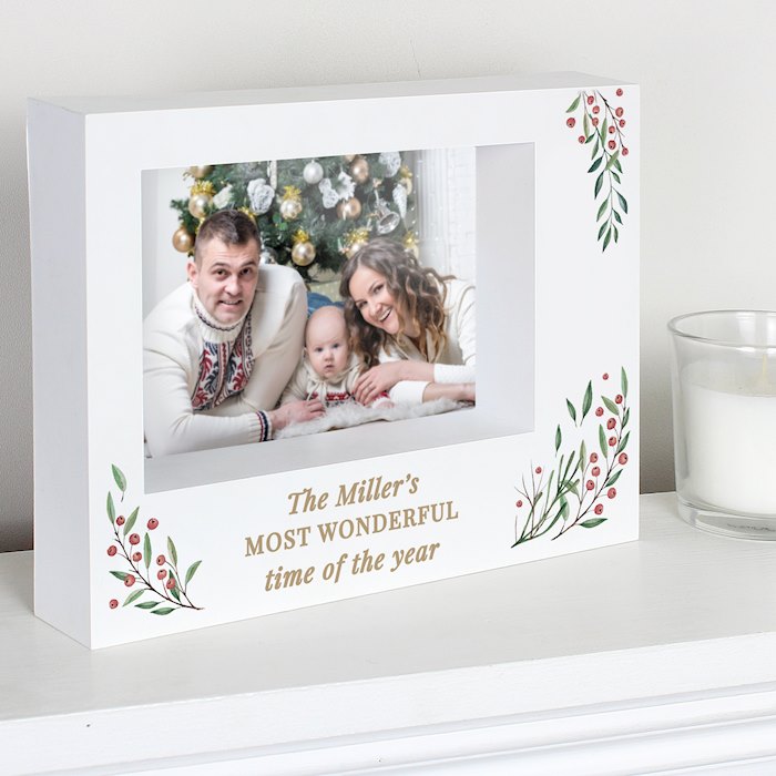 Personalised Christmas Foliage 5x7 Box Photo Frame