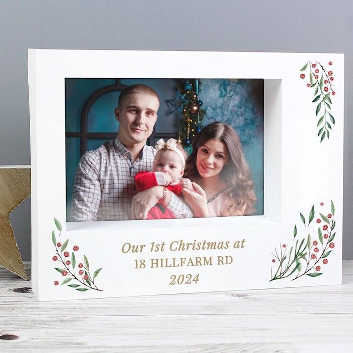 Personalised Christmas Foliage 5x7 Box Photo Frame | SpecialMoment.co.uk