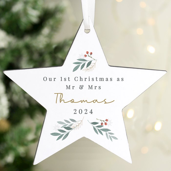 Personalised Christmas Foliage Hanging Star Decoration