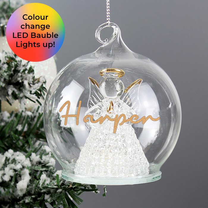 Personalised Christmas LED Angel Bauble