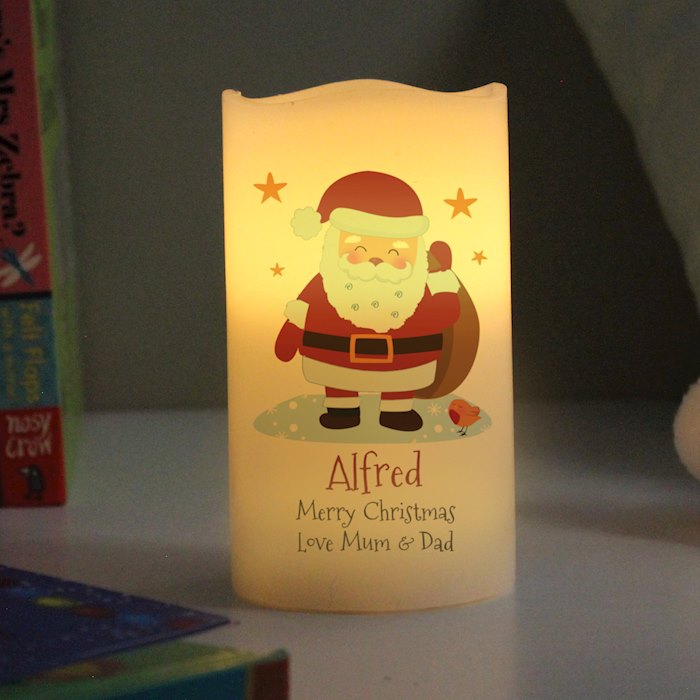 Personalised Christmas Santa LED Candle