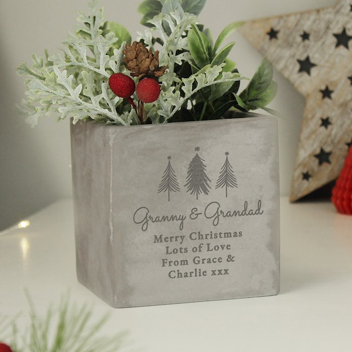 Personalised Christmas Tree Concrete Planter