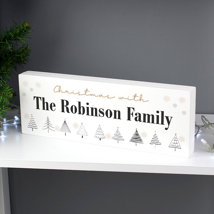 Personalised Christmas Tree Wooden Mantel Decoration