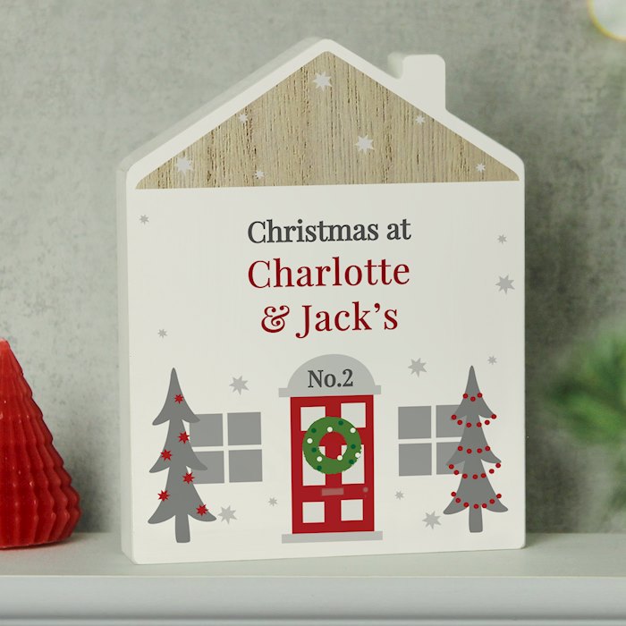 Personalised Christmas Wooden House Ornament