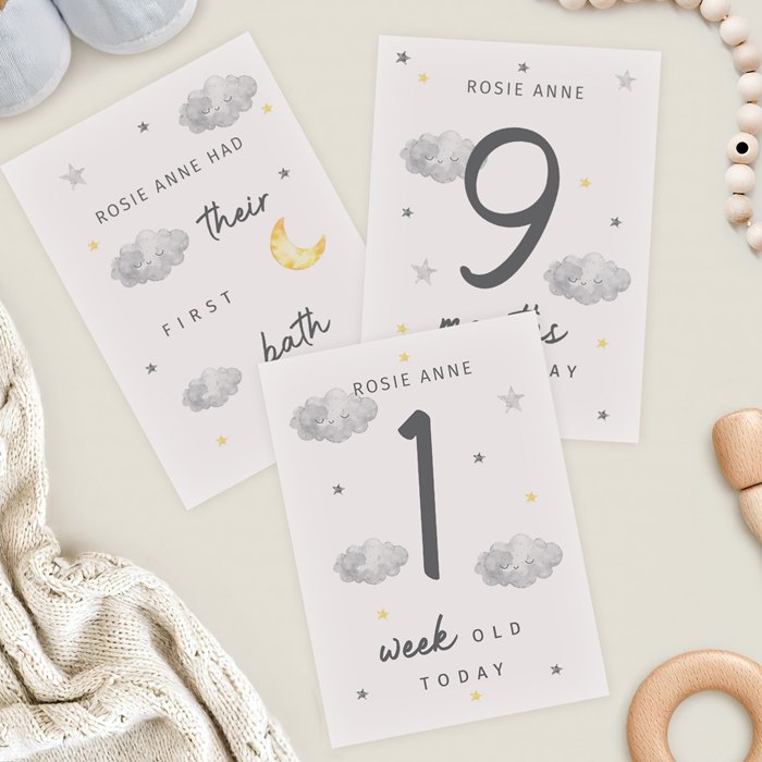 Personalised Cloud Baby Milestone Cards