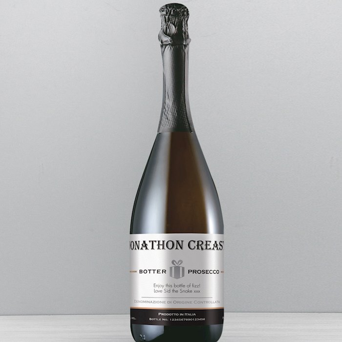 Personalised Contemporary Silver Label Prosecco