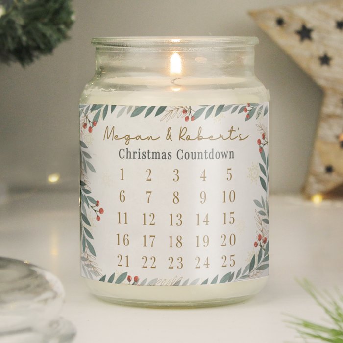 Personalised Countdown Christmas Large Candle Jar