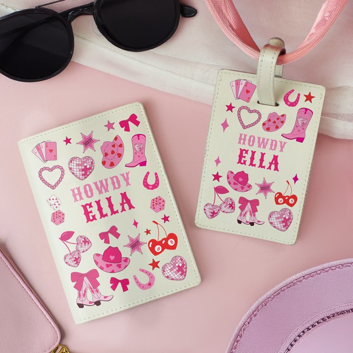 Personalised Cowgirl Passport Holder & Luggage Tag