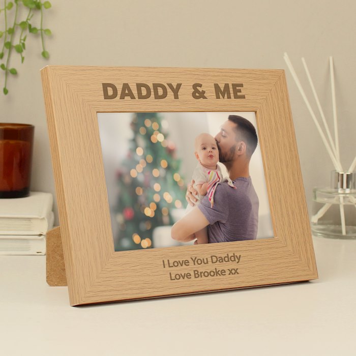 Personalised Daddy & Me 5x7 Landscape Oak Finish Photo Frame