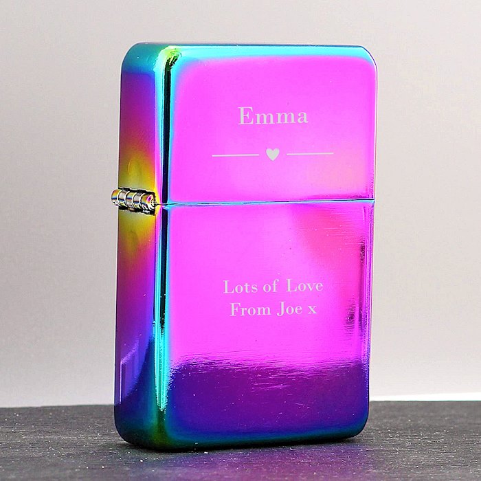 Personalised Decorative Heart Rainbow Lighter