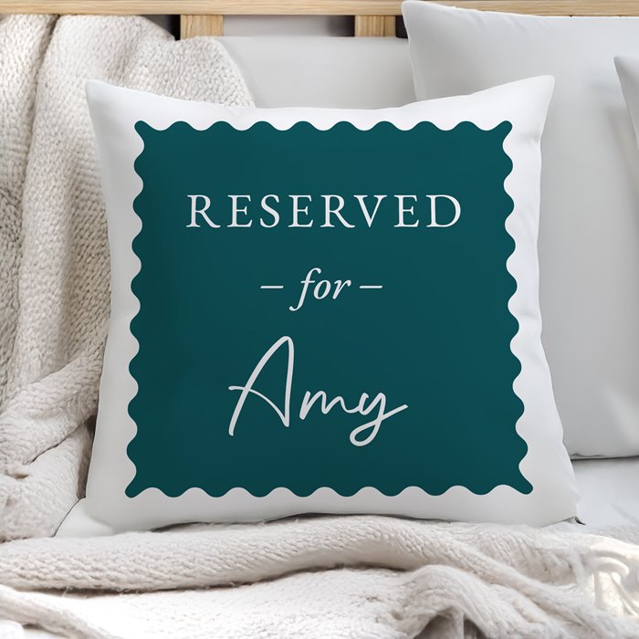 Personalised Deep Teal Reserved For Cushion