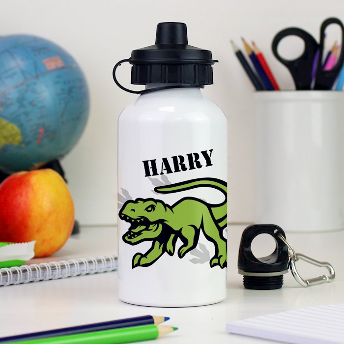 Personalised Dinosaur White Drinks Bottle