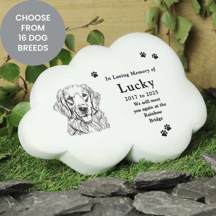 Personalised Dog Breed Garden Memorial Cloud