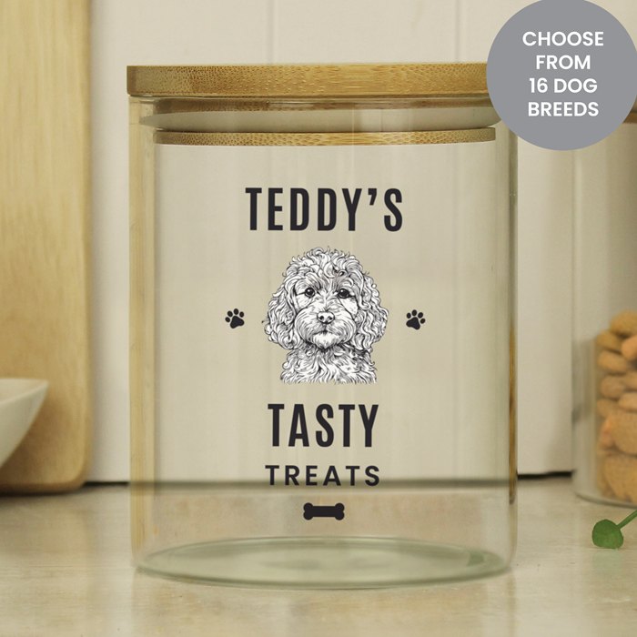 Personalised Dog Breed Glass Treat Jar