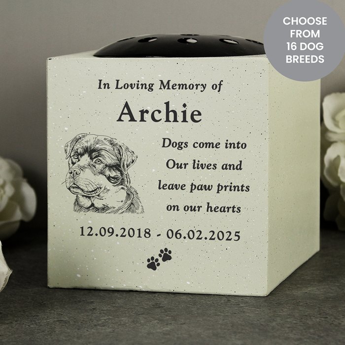 Personalised Dog Breed Memorial Garden Vase