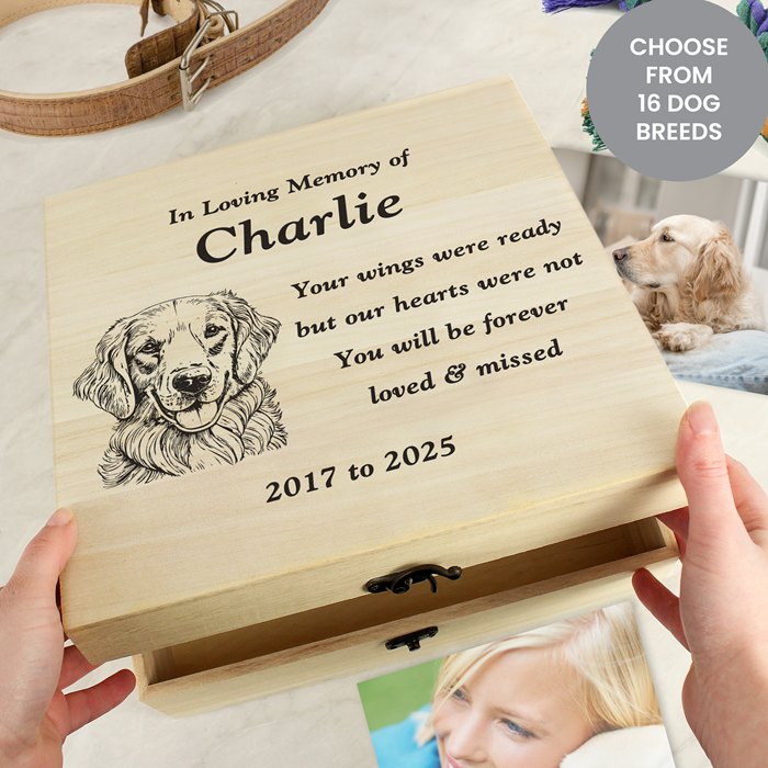 Personalised Dog Breed Memorial Large Keepsake Box