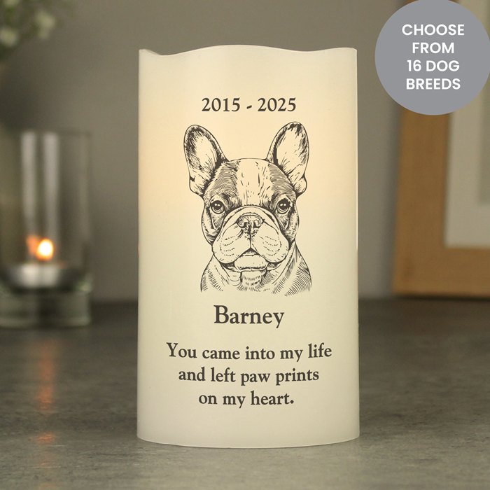 Personalised Dog Breed Memorial LED Candle