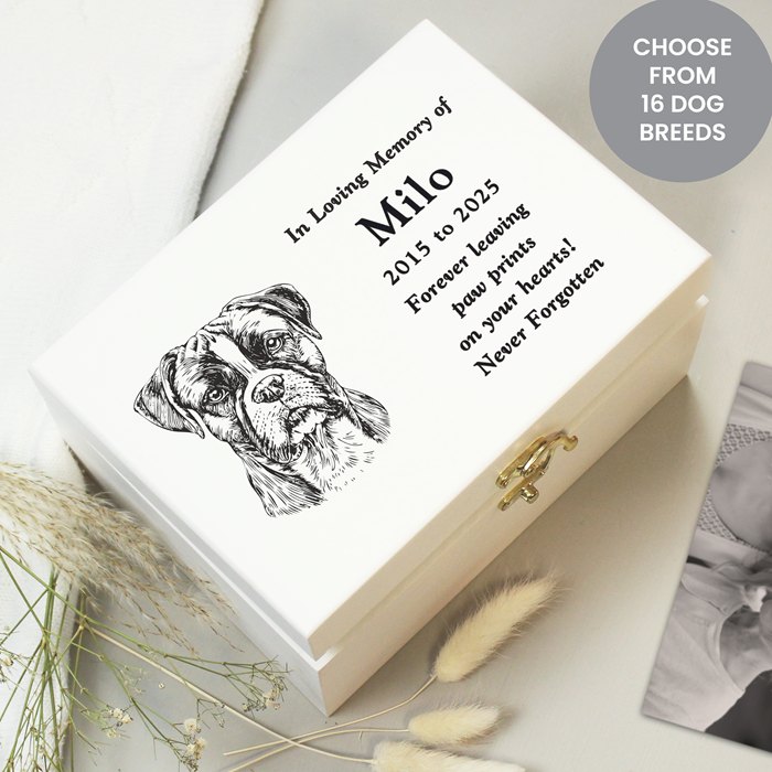 Personalised Dog Breed Memorial Small Keepsake Box