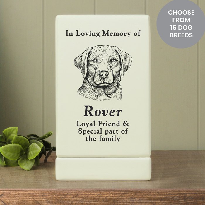 Personalised Dog Breed Small Memorial Urn