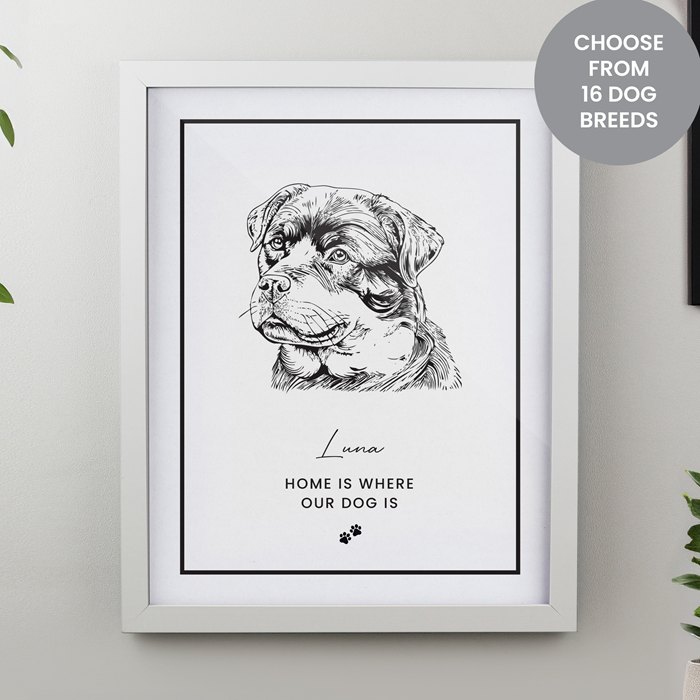 Personalised Dog Breed White Framed Print