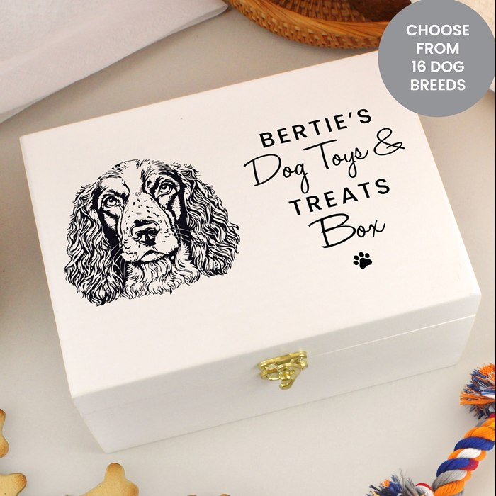 Personalised Dog Breed White Wooden Storage Box