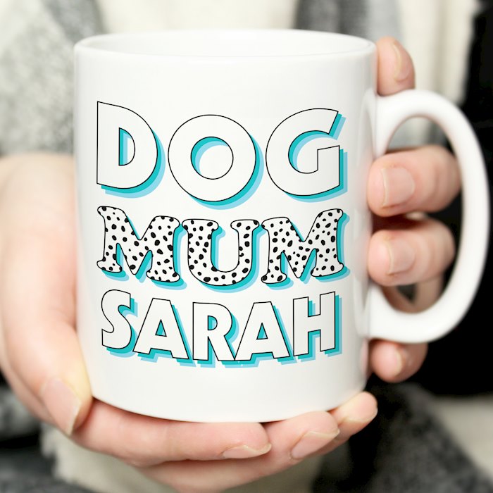 Personalised Dog Mum Blue Spots Mug