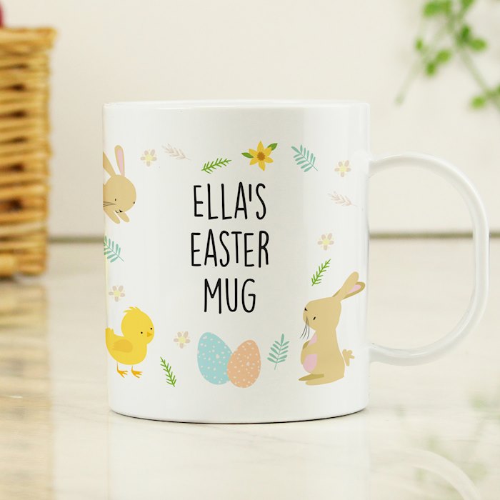 Personalised Easter Bunny & Chick Plastic Mug