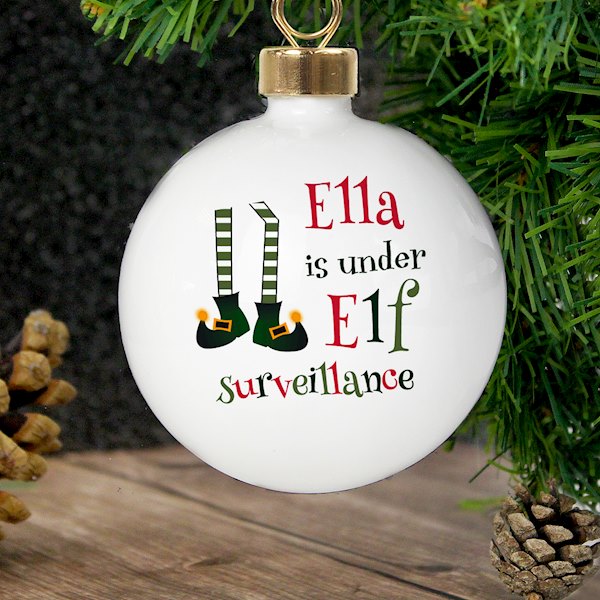 Personalised Elf Surveillance Bauble