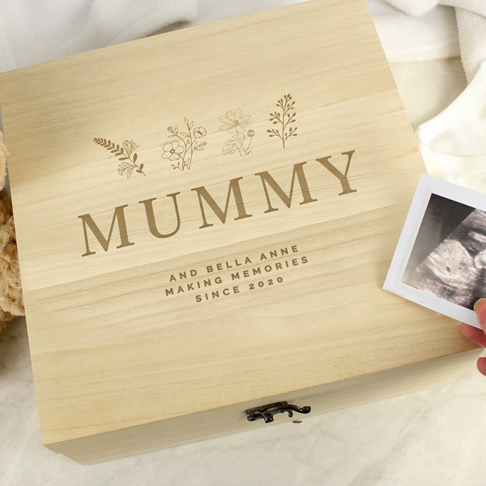Personalised Engraved Floral Wooden Keepsake Box | SpecialMoment.co.uk