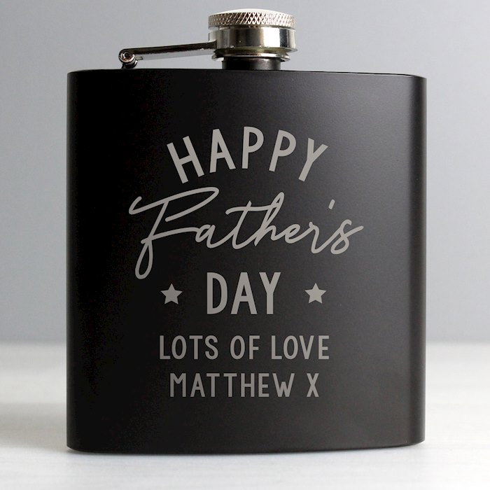 Personalised Father's Day Black Hip Flask