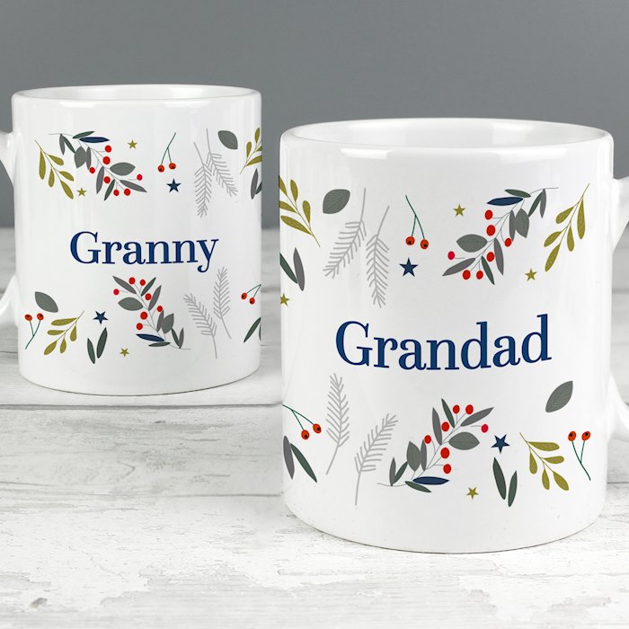 Personalised Festive Christmas Mug Set