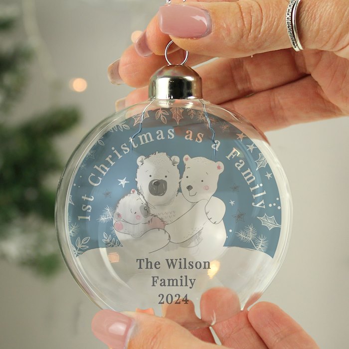 Personalised First Christmas as a Family Glass Bauble