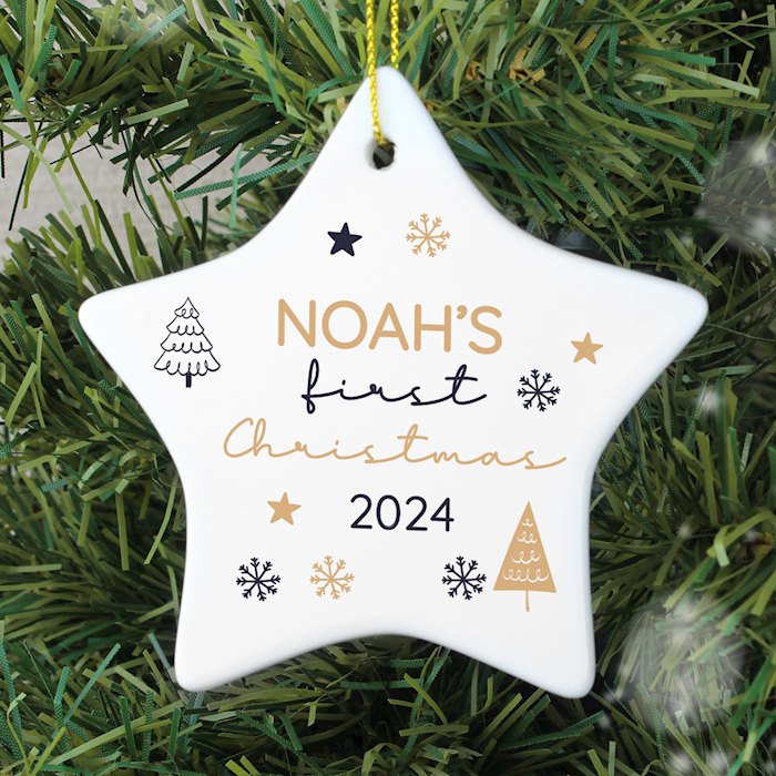 Personalised First Christmas Star Christmas Tree Decoration