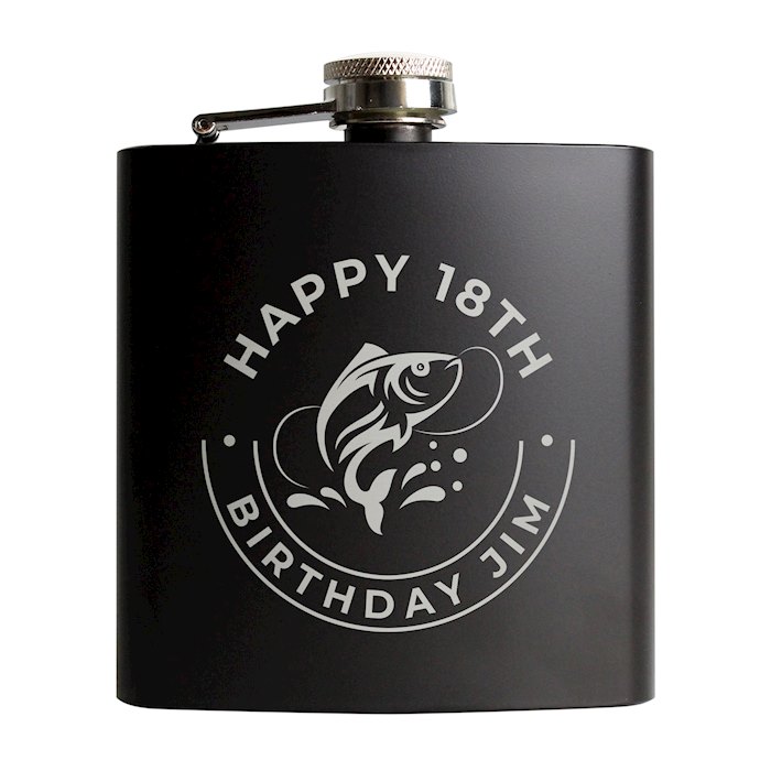 Personalised Fishing Black Hip Flask - Hip Flasks - All Gifts