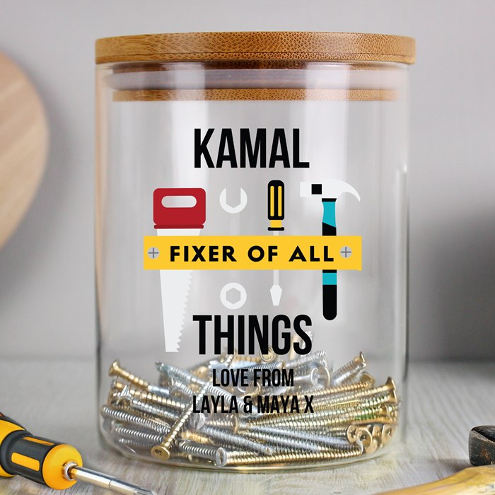 Personalised Fixer of All Things Storage Jar