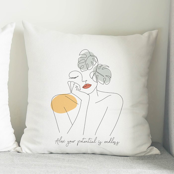 Personalised Fleur Line Art Cushion