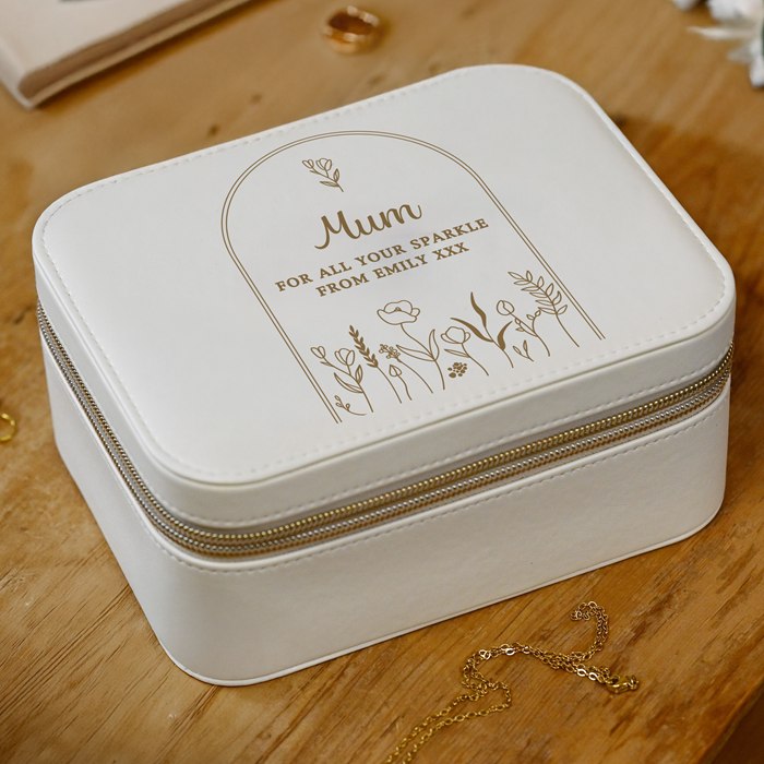 Personalised Floral Arch Leatherette Jewellery Box