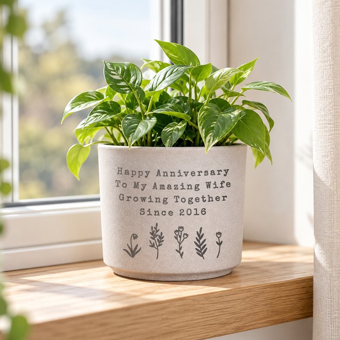 Personalised Floral Flecked Plant Pot
