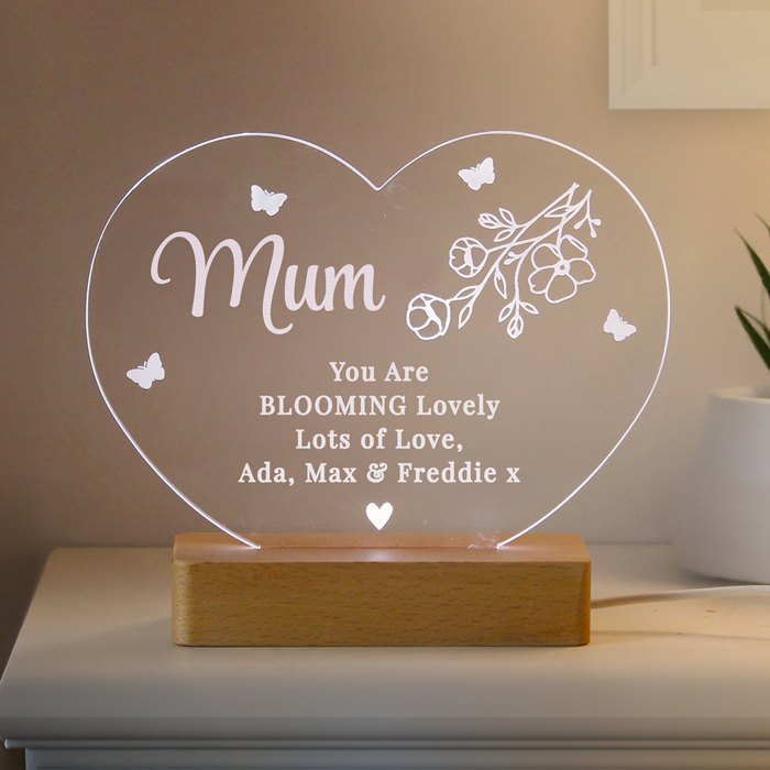 Personalised Floral Heart LED Light