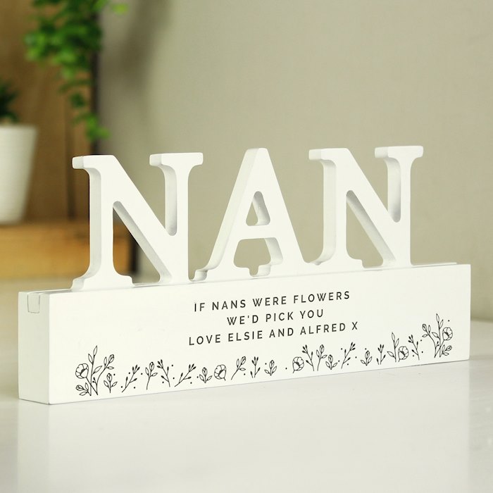 Personalised Floral Wooden Nan Ornament
