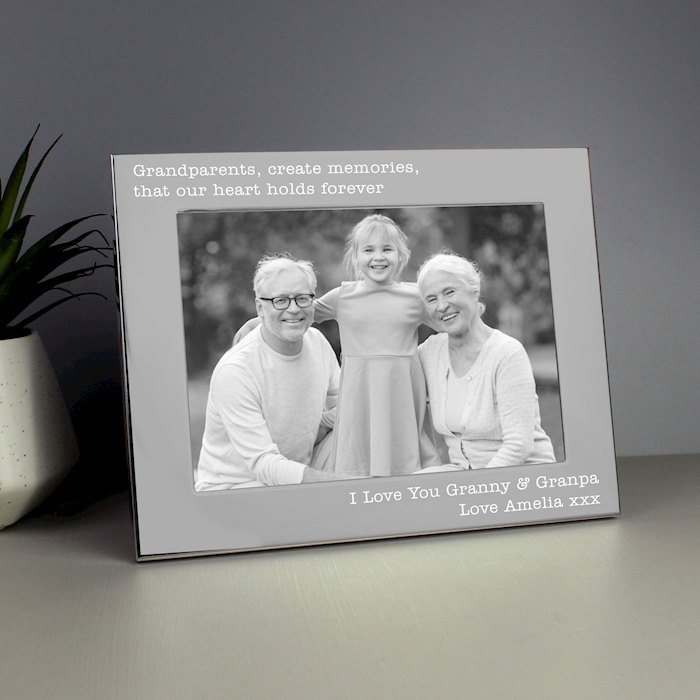 Personalised Free Text 5 x 7 Landscape Silver Photo Frame