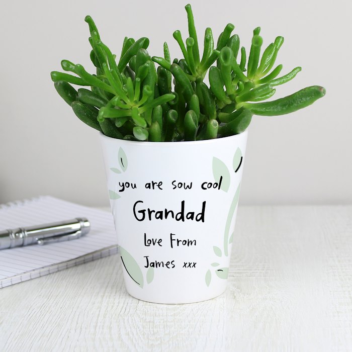 Personalised Free Text Botanical Design Plant Pot