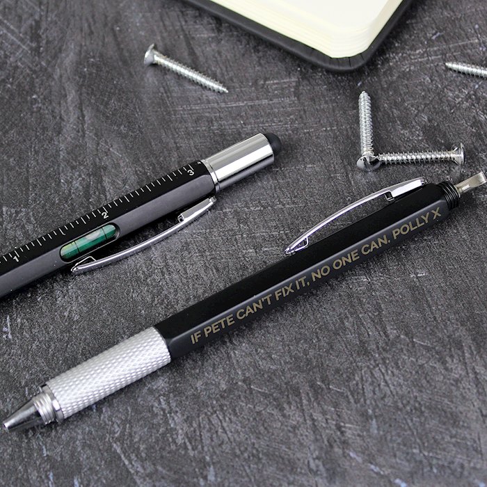 Personalised Free Text Multi Tool Pen Spirit Level Ruler