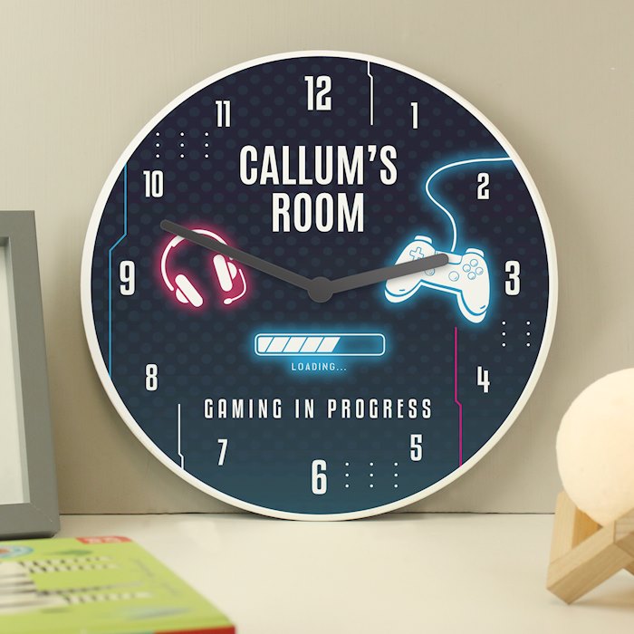 Personalised Gaming Wooden Childrens Clock