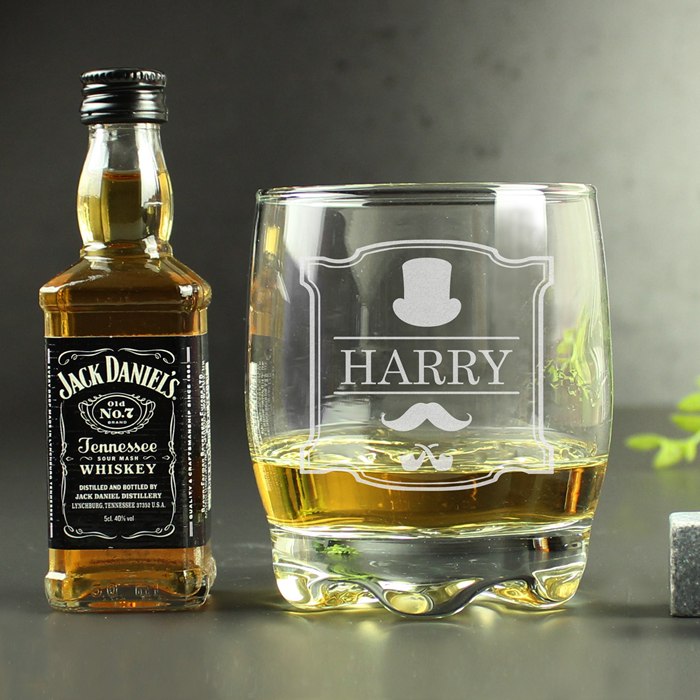 Personalised Gentlemans Tumbler and Whiskey Miniature Set